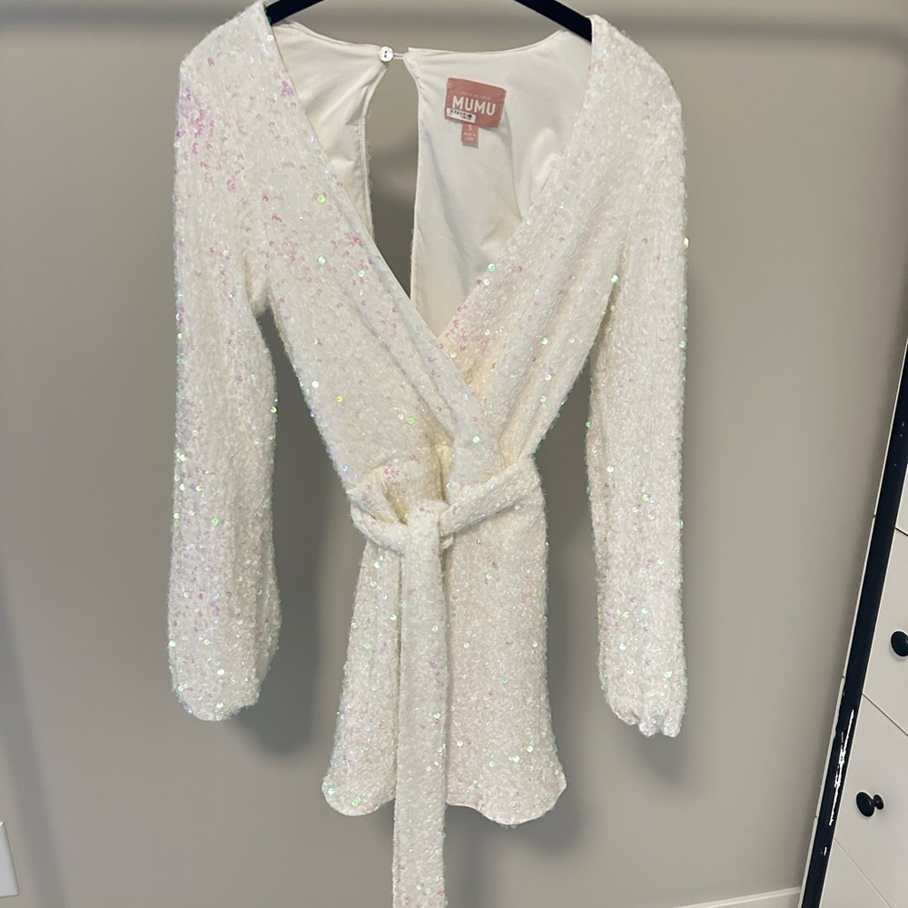 Show Me Your Mumu White Sequin Mini Dress